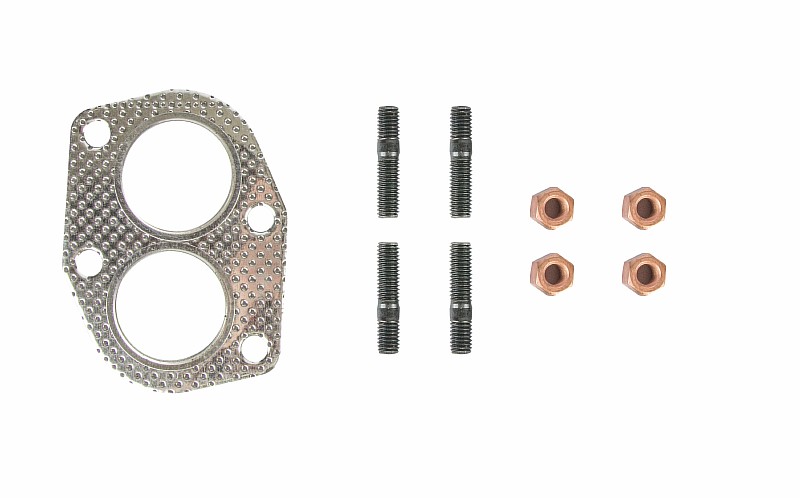 Комплект крепления приёмной трубы для автомобилей ВАЗ 2103-15, 2120 (Надежда), 2121, 2123, 21213, 21213-214i, 2131 (перфометалл) 2103-1203020 (прокладка, 4 шпильки, 4 гайки)