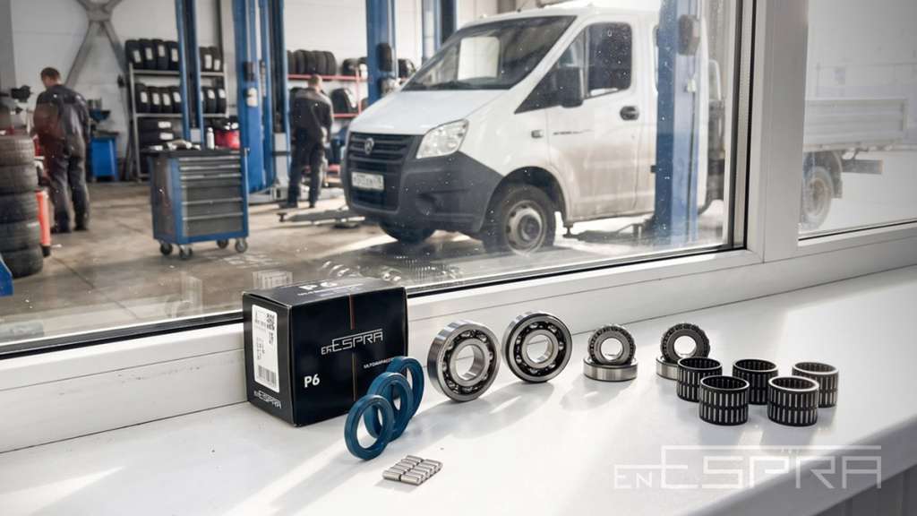 Ремкомплект подшипников КПП ESPRA ULTRAPRECISIO класса P6 для ГАЗели Next: упаковка, подшипники, игольчатые обоймы и сальники